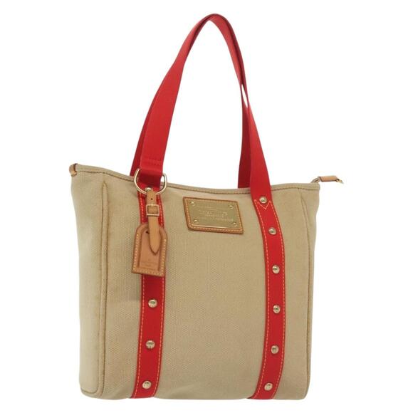 LOUIS VUITTON Antigua Cabas MM Tote Bag Beige Red M40035 - Picture 1 of 16